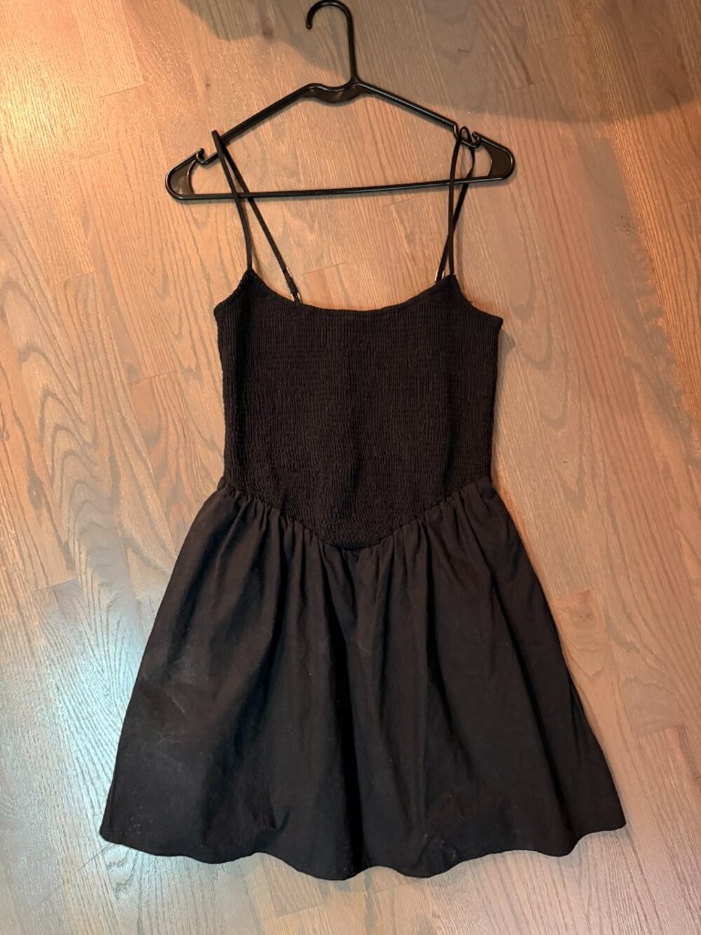Abercrombie & Fitch Black Smocked Bodice Fit and Flare Mini Dress Cami M